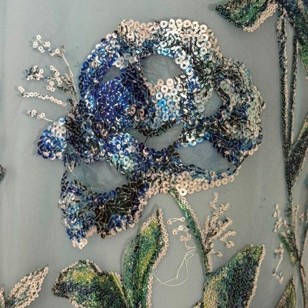 Marchesa Notte Blue Lace & Floral Sequin Embellished Midi Sheath Dress 18 NWT - Picture 14 of 16